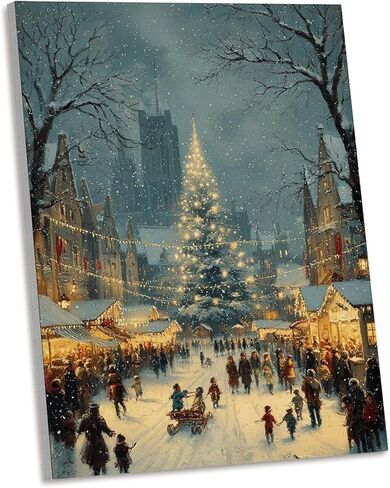 AEHIE Winter Wall Decor, Snowman Snowy Wall Art, Christmas Wall Decorations, Farmhouse Christmas Decor Framed Canvas Wall Art for Home Bedroom, Rustic Holiday Seasonal Wall Decor 11x14 in Saudi Arabia