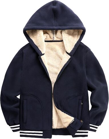 Kissonic Men's Polar Fleece Jacket Sherpa Lined Zip Up Hoodie Warm Winter Casual Hooded Sweatshirt with Pockets in Saudi Arabia