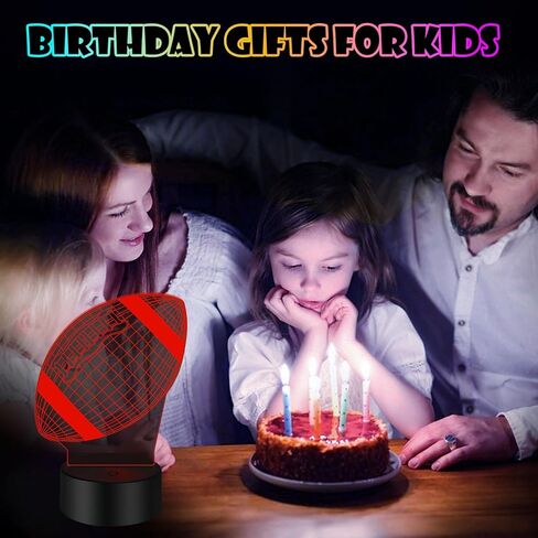 كرة القدم ثلاثية الأبعاد للتحكم باللمس - إضاءة ليلية متدرجة تلقائية بـ 7 ألوان، إضاءة ليلية بصرية بقاعدة من الأكريليك وABS، مناسبة لهدايا أعياد الميلاد، وغرفة التزيين، وهدايا العطلات للأطفال in Kuwait