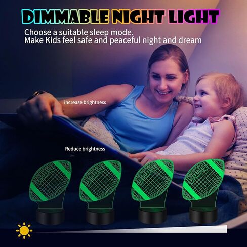 كرة القدم ثلاثية الأبعاد للتحكم باللمس - إضاءة ليلية متدرجة تلقائية بـ 7 ألوان، إضاءة ليلية بصرية بقاعدة من الأكريليك وABS، مناسبة لهدايا أعياد الميلاد، وغرفة التزيين، وهدايا العطلات للأطفال in Kuwait