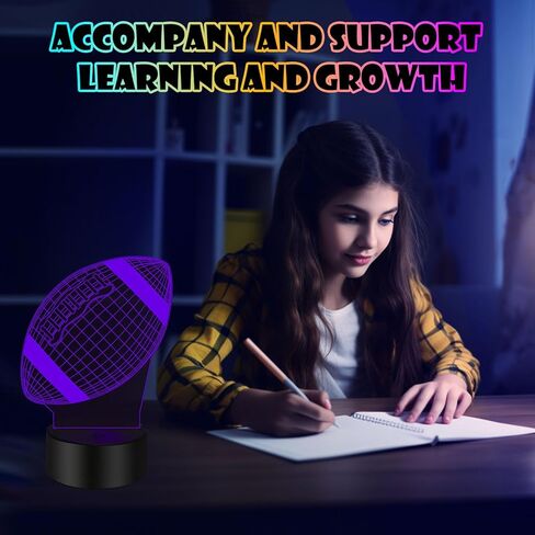 كرة القدم ثلاثية الأبعاد للتحكم باللمس - إضاءة ليلية متدرجة تلقائية بـ 7 ألوان، إضاءة ليلية بصرية بقاعدة من الأكريليك وABS، مناسبة لهدايا أعياد الميلاد، وغرفة التزيين، وهدايا العطلات للأطفال in Kuwait