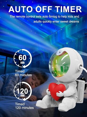 Northern Lights Aurora Projector Galaxy Night Light, Astronaut Star Projector with Adjustable Head, Heart-Hugging Space Lamp for Kids Bedroom Ceiling Decor, Remote & Timer, Christmas & Birthday Gift in Saudi Arabia