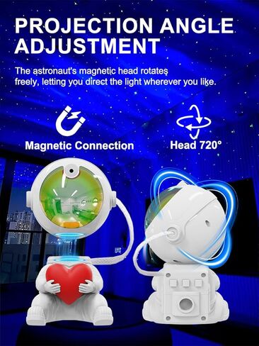 Northern Lights Aurora Projector Galaxy Night Light, Astronaut Star Projector with Adjustable Head, Heart-Hugging Space Lamp for Kids Bedroom Ceiling Decor, Remote & Timer, Christmas & Birthday Gift in Saudi Arabia
