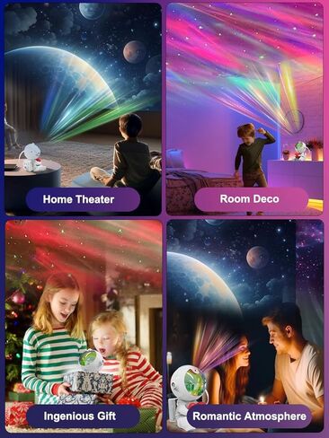 Northern Lights Aurora Projector Galaxy Night Light, Astronaut Star Projector with Adjustable Head, Heart-Hugging Space Lamp for Kids Bedroom Ceiling Decor, Remote & Timer, Christmas & Birthday Gift in Saudi Arabia