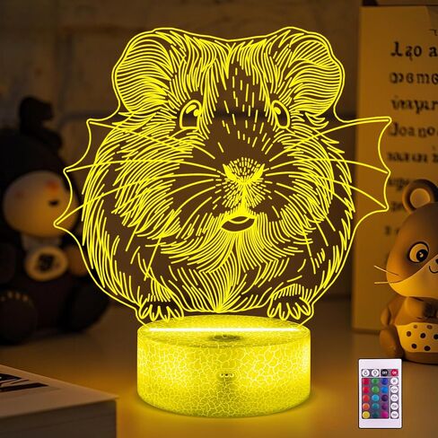 Ammonite Guinea Pig Night Light, 3D LED Lamp with Remote, 16 Color Changing & Timer, Room Decor Light, Vibrant Ambient Lighting, Birthday Xmas Gift for Kids Adults in Saudi Arabia