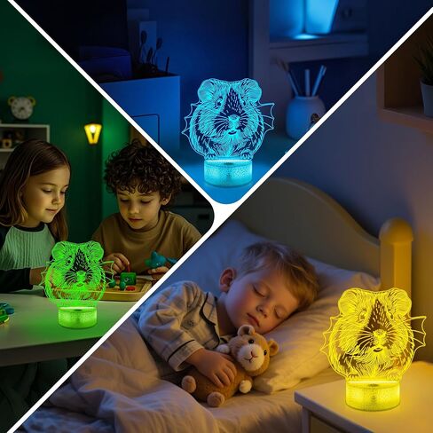 Ammonite Guinea Pig Night Light, 3D LED Lamp with Remote, 16 Color Changing & Timer, Room Decor Light, Vibrant Ambient Lighting, Birthday Xmas Gift for Kids Adults in Saudi Arabia