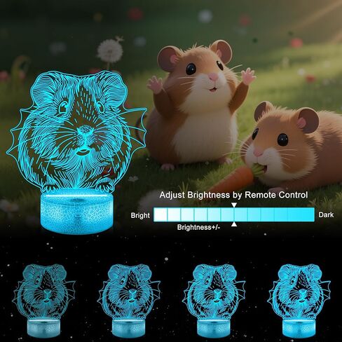 Ammonite Guinea Pig Night Light, 3D LED Lamp with Remote, 16 Color Changing & Timer, Room Decor Light, Vibrant Ambient Lighting, Birthday Xmas Gift for Kids Adults in Saudi Arabia