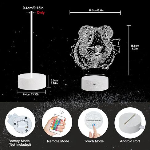 Ammonite Guinea Pig Night Light, 3D LED Lamp with Remote, 16 Color Changing & Timer, Room Decor Light, Vibrant Ambient Lighting, Birthday Xmas Gift for Kids Adults in Saudi Arabia