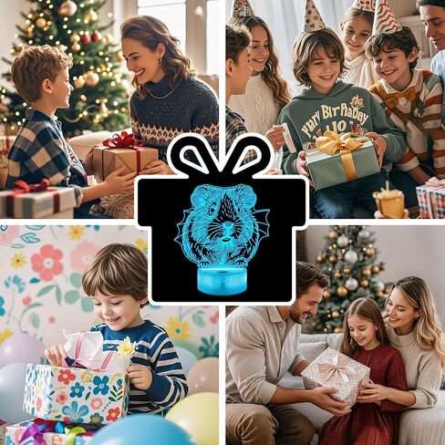 Ammonite Guinea Pig Night Light, 3D LED Lamp with Remote, 16 Color Changing & Timer, Room Decor Light, Vibrant Ambient Lighting, Birthday Xmas Gift for Kids Adults in Saudi Arabia