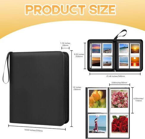 256-Pocket Photo Album for Polaroid I-Type/600/SX-70 Instant Photos, Leather Picture Book with Zipper for Polaroid Now/Now+/OneStep/OneStep 2 Instant Camera (Black) in Saudi Arabia