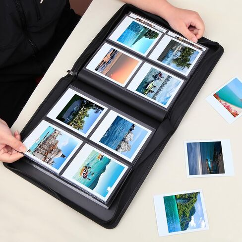 256-Pocket Photo Album for Polaroid I-Type/600/SX-70 Instant Photos, Leather Picture Book with Zipper for Polaroid Now/Now+/OneStep/OneStep 2 Instant Camera (Black) in Saudi Arabia