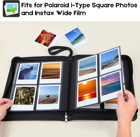 256-Pocket Photo Album for Polaroid I-Type/600/SX-70 Instant Photos, Leather Picture Book with Zipper for Polaroid Now/Now+/OneStep/OneStep 2 Instant Camera (Black) in Saudi Arabia