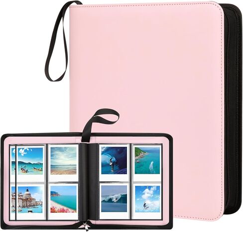 256-Pocket Photo Album for Polaroid I-Type/600/SX-70 Instant Photos, Leather Picture Book with Zipper for Polaroid Now/Now+/OneStep/OneStep 2 Instant Camera (Black) in Saudi Arabia