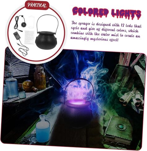 مجموعة واحدة من صانع الضباب LED للهالوين مع غلاية ساحرة، صانع ضباب مرجل للديكور المخيف، مبيد الهالوين المرطب، قابس أمريكي للمنزل المسكون وأجواء الحفلات in Kuwait