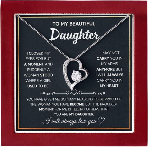 To My Daughter Necklace From Dad, Father To Daughter Gifts From Dad, Birthday Jewelry Gifts For Daughters Necklace With Heartfelt Message & Elegant Box in Saudi Arabia