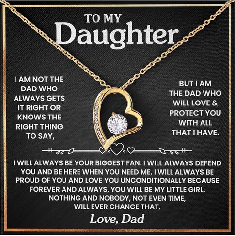 To My Daughter Necklace From Dad, Father To Daughter Gifts From Dad, Birthday Jewelry Gifts For Daughters Necklace With Heartfelt Message & Elegant Box in Saudi Arabia