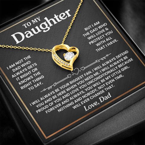 To My Daughter Necklace From Dad, Father To Daughter Gifts From Dad, Birthday Jewelry Gifts For Daughters Necklace With Heartfelt Message & Elegant Box in Saudi Arabia