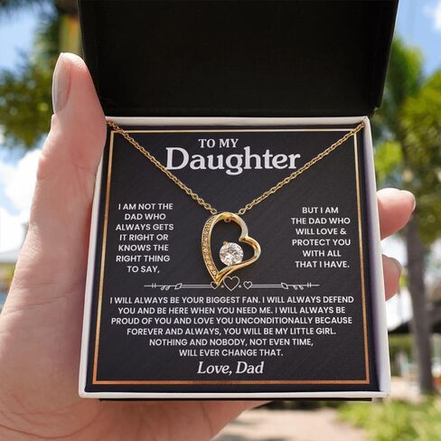 To My Daughter Necklace From Dad, Father To Daughter Gifts From Dad, Birthday Jewelry Gifts For Daughters Necklace With Heartfelt Message & Elegant Box in Saudi Arabia