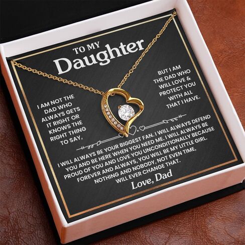 To My Daughter Necklace From Dad, Father To Daughter Gifts From Dad, Birthday Jewelry Gifts For Daughters Necklace With Heartfelt Message & Elegant Box in Saudi Arabia