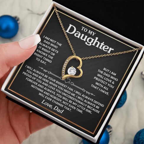 To My Daughter Necklace From Dad, Father To Daughter Gifts From Dad, Birthday Jewelry Gifts For Daughters Necklace With Heartfelt Message & Elegant Box in Saudi Arabia