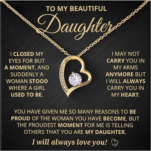 To My Daughter Necklace From Dad, Father To Daughter Gifts From Dad, Birthday Jewelry Gifts For Daughters Necklace With Heartfelt Message & Elegant Box in Saudi Arabia