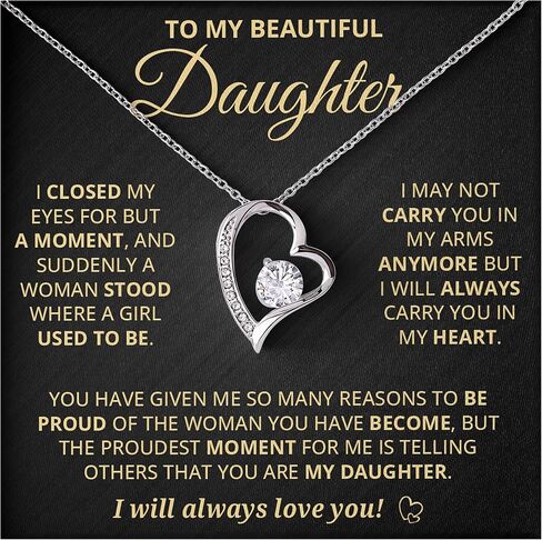 To My Daughter Necklace From Dad, Father To Daughter Gifts From Dad, Birthday Jewelry Gifts For Daughters Necklace With Heartfelt Message & Elegant Box in Saudi Arabia
