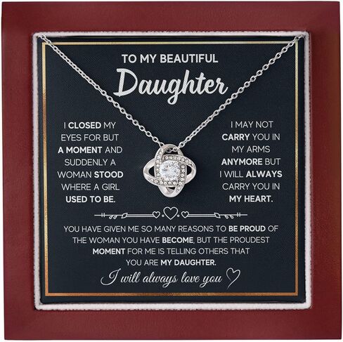 To My Daughter Necklace From Dad, Father To Daughter Gifts From Dad, Birthday Jewelry Gifts For Daughters Necklace With Heartfelt Message & Elegant Box in Saudi Arabia