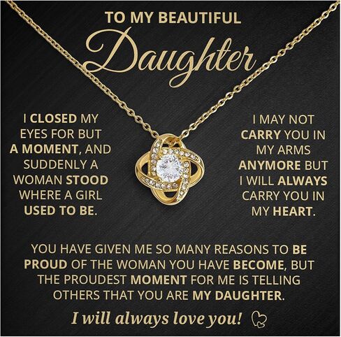 To My Daughter Necklace From Dad, Father To Daughter Gifts From Dad, Birthday Jewelry Gifts For Daughters Necklace With Heartfelt Message & Elegant Box in Saudi Arabia