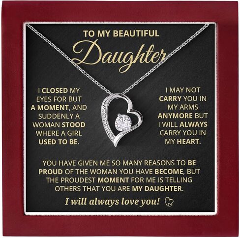 To My Daughter Necklace From Dad, Father To Daughter Gifts From Dad, Birthday Jewelry Gifts For Daughters Necklace With Heartfelt Message & Elegant Box in Saudi Arabia