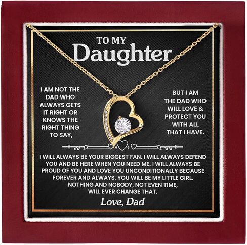 To My Daughter Necklace From Dad, Father To Daughter Gifts From Dad, Birthday Jewelry Gifts For Daughters Necklace With Heartfelt Message & Elegant Box in Saudi Arabia