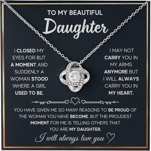 To My Daughter Necklace From Dad, Father To Daughter Gifts From Dad, Birthday Jewelry Gifts For Daughters Necklace With Heartfelt Message & Elegant Box in Saudi Arabia