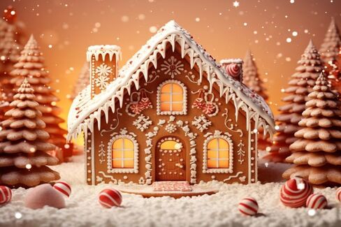 Leowefowa Christmas Candy Shop Backdrop 10x8ft Xmas Gingerbread House Red Door Storefront Photography Background Christmas Eve Party Banner Festival Holiday Kids Baby Family Photo Props in Kuwait