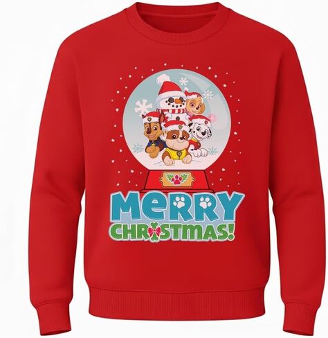 Paw Patrol Sweatshirt Toddler Kids Chase Rubble Ugly Christmas Sweater Style 4T Red in Saudi Arabia