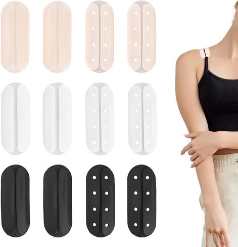 6 Pairs Bra Strap Cushion, Silicone Bra Shoulder Pads Anti-Slip Bras Straps Holder Accessories for Women (Black, White, Light Skin Color) in Saudi Arabia