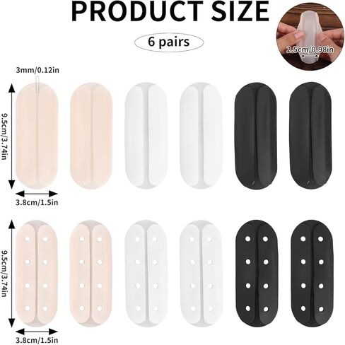 6 Pairs Bra Strap Cushion, Silicone Bra Shoulder Pads Anti-Slip Bras Straps Holder Accessories for Women (Black, White, Light Skin Color) in Saudi Arabia