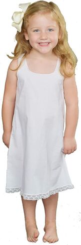 Little Girls White Cotton Slip Sleeveless Lace Trim 100% Cotton No Cling Girls Short Slip in Saudi Arabia