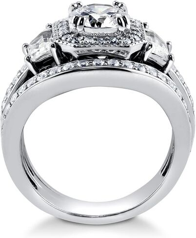 BERRICLE Sterling Silver Cubic Zirconia Vintage Inspired Art Deco Wedding Engagement Rings for Women, Halo/Eternity Styles, Round Cut CZ in Kuwait