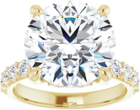 GOLDEN JEWEL 10K الذهب 6 قيراط قطع دائري VVS1 عديم اللون مويسانيتي خاتم الخطوبة للنساء مجموعة الزفاف خواتم الزفاف الماس اليدوية للهدايا الذكرى السنوية وعدها in Kuwait
