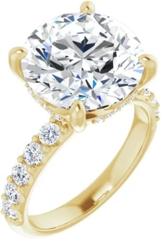 GOLDEN JEWEL 10K الذهب 6 قيراط قطع دائري VVS1 عديم اللون مويسانيتي خاتم الخطوبة للنساء مجموعة الزفاف خواتم الزفاف الماس اليدوية للهدايا الذكرى السنوية وعدها in Kuwait