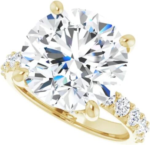 GOLDEN JEWEL 10K الذهب 6 قيراط قطع دائري VVS1 عديم اللون مويسانيتي خاتم الخطوبة للنساء مجموعة الزفاف خواتم الزفاف الماس اليدوية للهدايا الذكرى السنوية وعدها in Kuwait