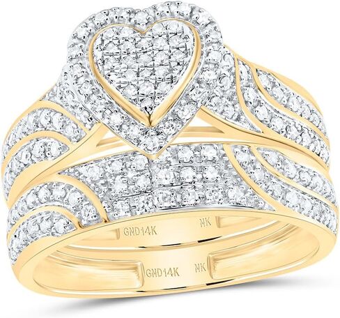 His & Hers 10K White Gold, Yellow Gold 5/8 CTW Cluster Diamond Trio Set Matching Engagement Ring Wedding Bands in Saudi Arabia