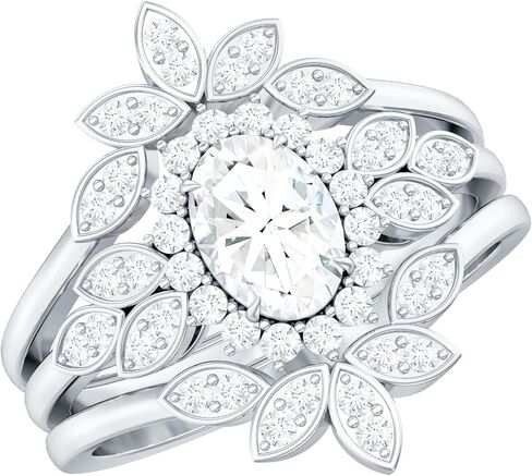 Certified Moissanite 3 Piece Bridal Ring Set, D-Vs1 Quality, Moissanite Engagement Ring With Enhancers - Ready To Gift in Saudi Arabia