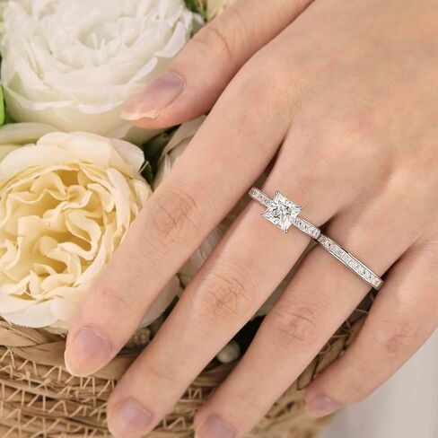 SHELOVES Moissanite Wedding Ring Set for Women VVS1 Princess Cut Engagement Rings Bridal Set 925 Sterling Silver Sz 5-10 in Saudi Arabia