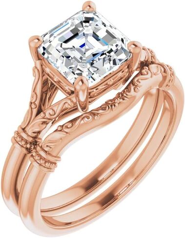 مجموعة خواتم الزفاف الماسية المعتمدة من IGI 2 قيراط للنساء، خواتم خطوبة سوليتير سبليت هدية عتيقة لها (14 قيراط أبيض صلب/أصفر/ذهبي وردي) in Kuwait