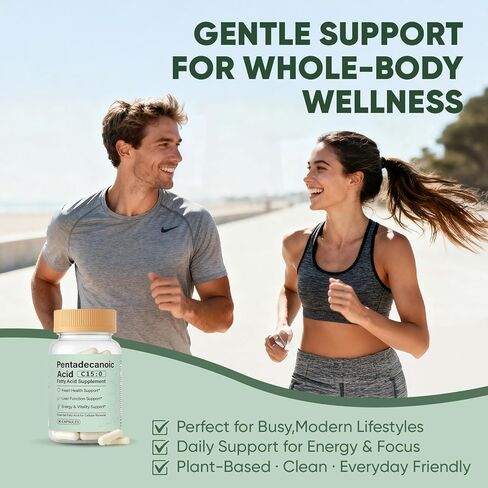 Pentadecanoic Acid Capsules, C15:0 Fatty Acid Supplement – Pure Plant-Based Essential Fatty Acid - 90 Vegan Capsules (1) in Saudi Arabia