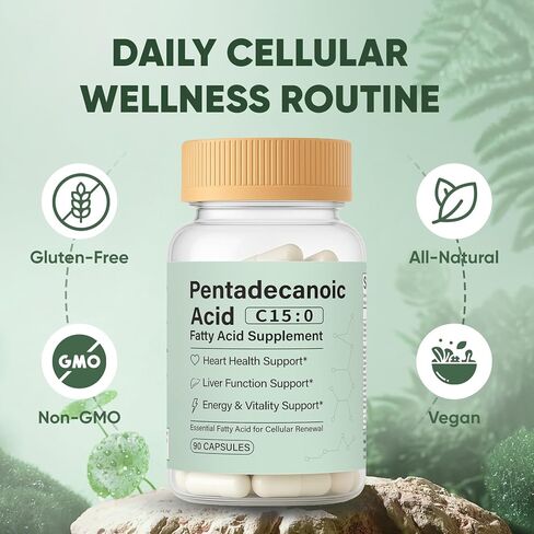 Pentadecanoic Acid Capsules, C15:0 Fatty Acid Supplement – Pure Plant-Based Essential Fatty Acid - 90 Vegan Capsules (1) in Saudi Arabia