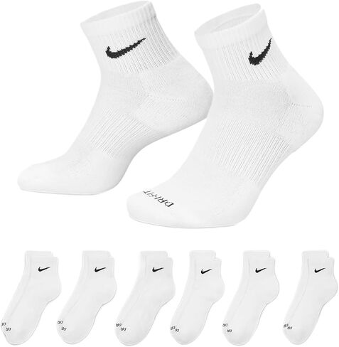 جوارب للكاحل مبطنة للاستخدام اليومي للرجال من Nike، 6 قطع Sx6899، أبيض، متوسط in Kuwait