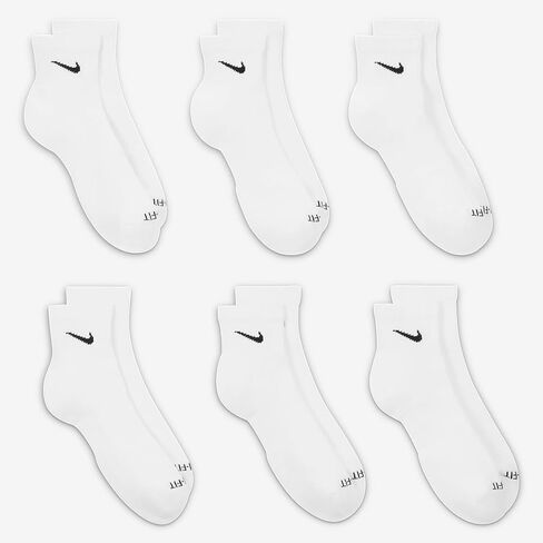 جوارب للكاحل مبطنة للاستخدام اليومي للرجال من Nike، 6 قطع Sx6899، أبيض، متوسط in Kuwait