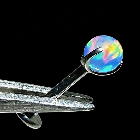 Opal Stud Earrings, 18g Flatback Studs for Women/Men, Dainty Titanium Earrings, Hypoallergenic Nose Rings Screwback Studs, Genuine Opal Earrings for Cartilage, Small Cute Helix Piercing Jewelry, Gift for Her 3pcs in Saudi Arabia