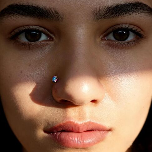 Opal Stud Earrings, 18g Flatback Studs for Women/Men, Dainty Titanium Earrings, Hypoallergenic Nose Rings Screwback Studs, Genuine Opal Earrings for Cartilage, Small Cute Helix Piercing Jewelry, Gift for Her 3pcs in Saudi Arabia